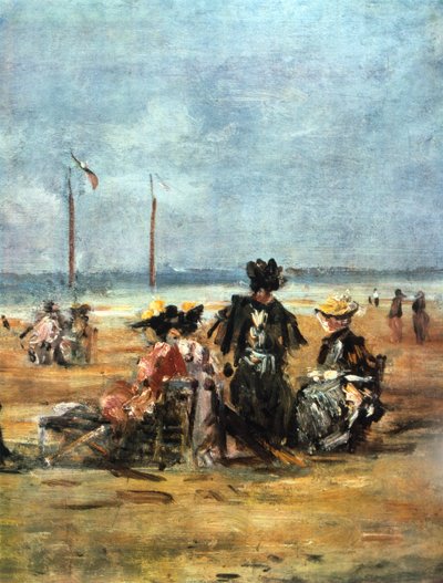 Op het strand (detail) door Eugene Louis Boudin