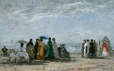 Het strand van Trouville door Eugene Louis Boudin