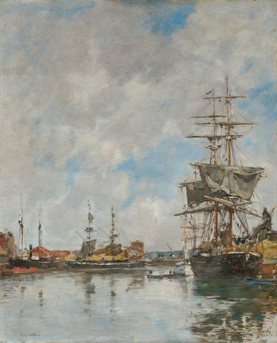 De haven van Deauville, 1891 door Eugene Louis Boudin