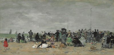 Strand van Trouville door Eugene Louis Boudin