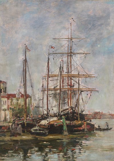 Venetië, de douanekade door Eugene Louis Boudin
