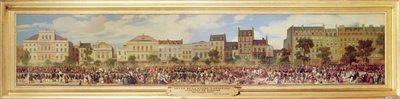 Review van de Nationale Garde, aanval van Fieschi, 28 juli 1835 door Eugene Louis Lami
