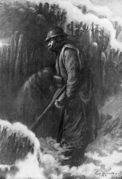 Wachtdienst bij een kleine post, Eerste Wereldoorlog, januari 1917 door Eugene Zigliara