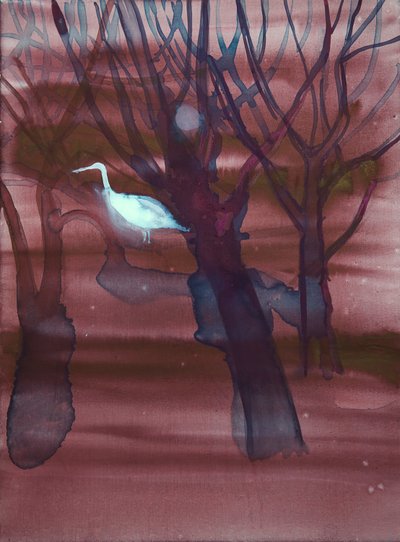 Witte Kraanvogel, 2019 (linnen, pigmenten) door Eugenie Vronskaya