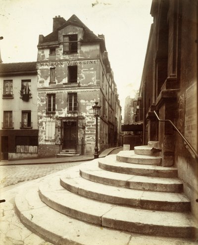 Rue de la Montagne-Sainte-Geneviève uit de serie De Kunst van Oud Parijs door Eugène Atget