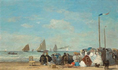 Strandscène in Trouville door Eugène Boudin