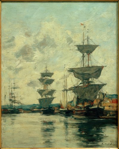 Havenbekken van Deauville door Eugene Louis Boudin
