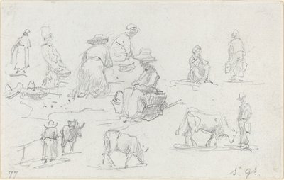 Boeren en koeien [recto] door Eugène Boudin