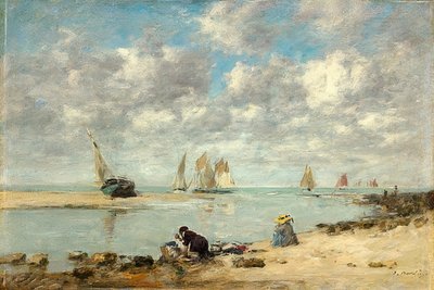 Wasvrouw bij Trouville door Eugene Louis Boudin