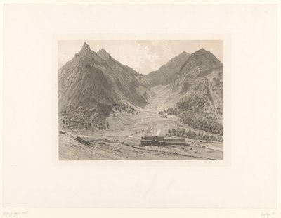 Berglandschap met huis in alpenweide door Eugène Cicéri (attributed to)
