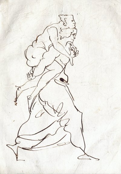 Aeneas en Anchises door Ferdinand Victor Eugene Delacroix