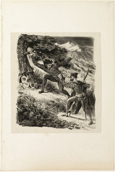 Faust en Mephistopheles in de Harzbergen door Eugène Delacroix