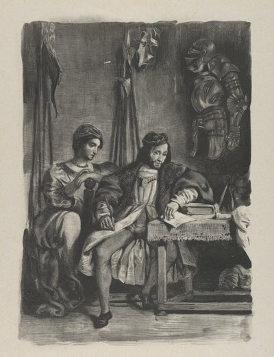 Goetz von Berlichingen schrijft zijn memoires door Eugène Delacroix