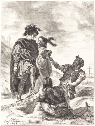 Hamlet en Horatio voor de Grafdelvers Act V, Scene I door Eugène Delacroix