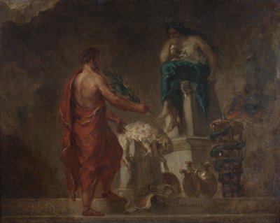 Lycurgus raadpleegt de Pythia door Ferdinand Victor Eugene Delacroix