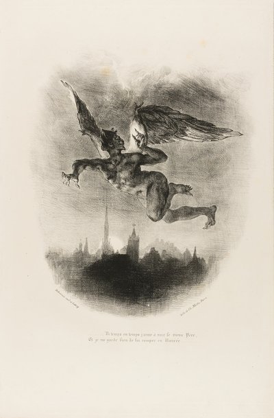 Mephistopheles Vliegend, uit Faust door Eugène Delacroix