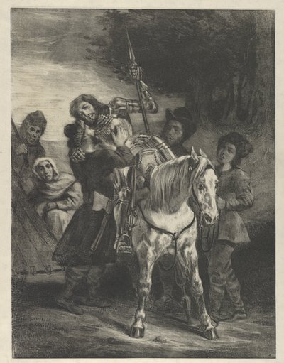 De Gewonde Goetz Opgenomen door de Zigeuners door Eugène Delacroix