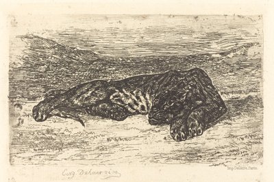 Tijger die Slaapt in de Woestijn door Eugène Delacroix