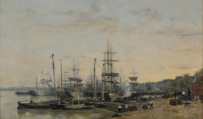 De haven van Bordeaux, gezien vanaf de Quai des Chartrons door Eugene Louis Boudin