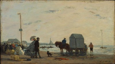 Op het strand van Trouville door Eugene Louis Boudin