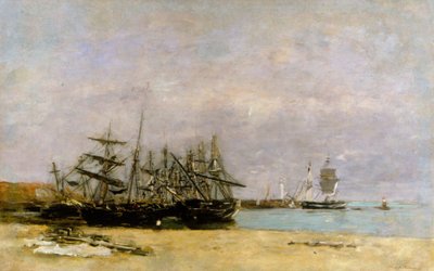 Portrieux - Gestrande schepen door Eugene Louis Boudin