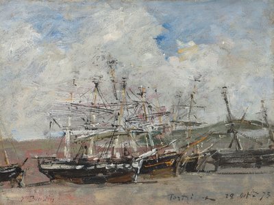 Portrieux. De haven bij eb door Eugene Louis Boudin