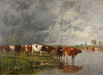 Kudde drinken door Eugene Louis Boudin