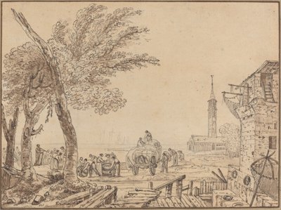 Uitzicht op een Haven door European 18th Century