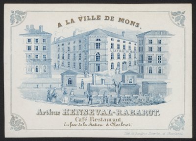 A La Ville De Mons, Arthur Henseval-Rabarot, Cafe Restaurant (gravure) door European School