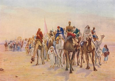 Een pelgrimstocht naar Mekka (kleurenlitho) door European School