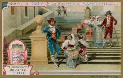 Modellen van kunstenaars op de Spaanse Trappen in Rome door European School