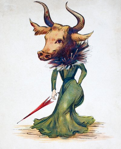 Lichaam van een vrouw met het hoofd van een stier door European School