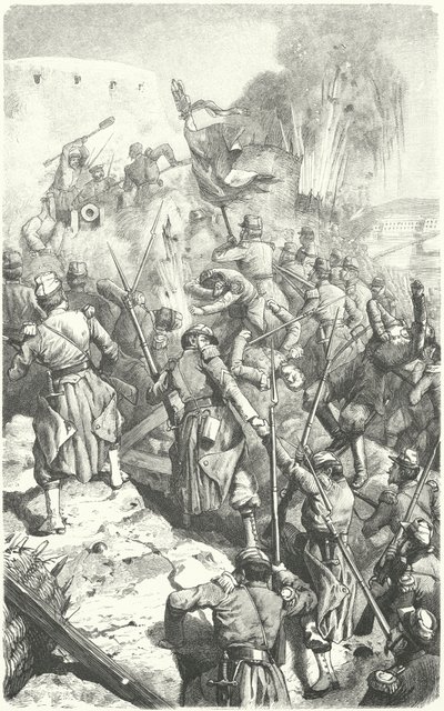 Verovering van de Malakoff Redoute tijdens het Beleg van Sebastopol, 8 september 1855 (gravure) door European School