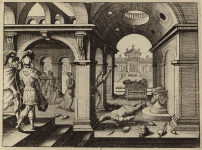 Gevangen Ark van het Verbond in de Filistijnse tempel van Dagon door European School
