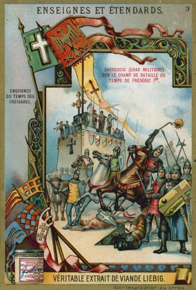 Carroccio op een slagveld uit de tijd van Frederik I Barbarossa, 12e eeuw door European School