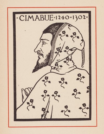 Cimabue, Italiaanse middeleeuwse kunstenaar (litho) door European School
