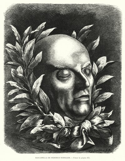 Doodsmaske van de Duitse dichter Friedrich Schiller door European School