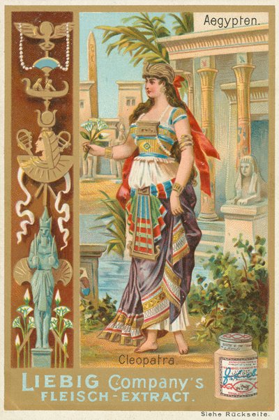 Egypte, Cleopatra, Liebig-kaart, begin 20e eeuw (chromo) door European School