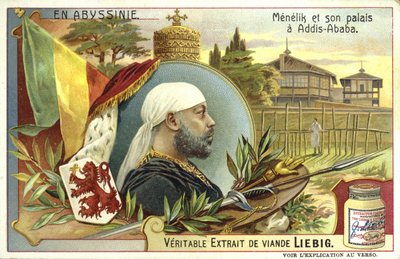 Keizer Menelik II van Ethiopië en zijn paleis in Addis Abeba door European School