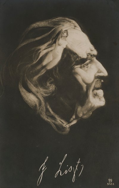 Franz Liszt, Hongaars componist, dirigent en pianist (litho) door European School
