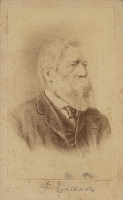 Friedrich Engels, Duits filosoof en sociaal wetenschapper, een van de grondleggers van de marxistische theorie (litho) door European School