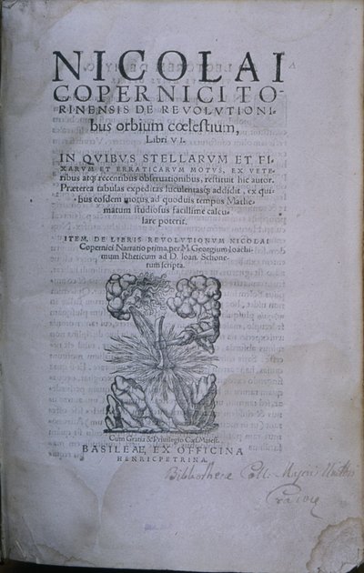 Frontispice van de tweede editie van De Revolutionibus Orbium Coelestium door Nicolaus Copernicus door European School