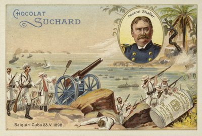 Generaal William Shafter en Amerikaanse troepen landen bij Daiquiri, Cuba, Spaans-Amerikaanse Oorlog, 23 mei 1898 door European School