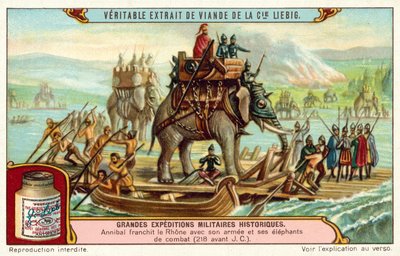 Hannibal steekt de Rhône over met zijn leger en olifanten, 218 v.Chr. door European School