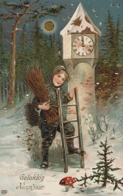 Gelukkig Nieuwjaar (kleurenlitho) door European School