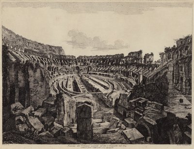 Interieur van het Colosseum in Rome, opgegraven in 1813 en geopend in 1814 door European School