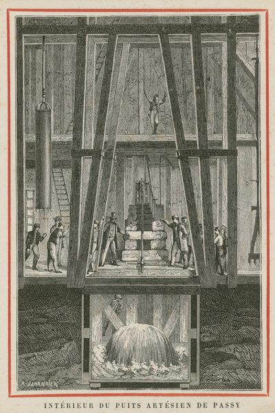 Interieur van de artesische putten van Passy, Parijs door European School