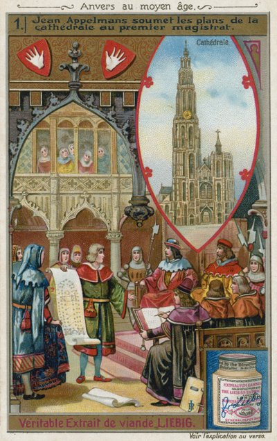 Jan Appelmans dient zijn plannen voor de Onze-Lieve-Vrouwekathedraal in bij de Eerste Magistraat, 14e eeuw door European School