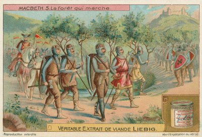 Macbeth. Het bos dat marcheerde, Liebig-kaart, begin 20e eeuw (chromo) door European School