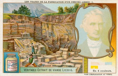 Het maken van een Liebig Chromolithografie door European School
